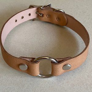 Leather choker - Nude